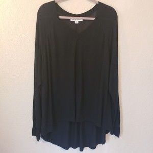Ava & Viv Women's Size 2X Black Hi-lo Front Pleat Pullover Blouse